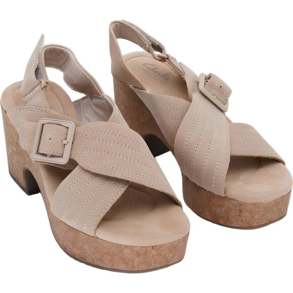 Clarks Nerisa West Platform Wedge Slingback Sandals Cream Women's US 6 - Picture 4 of 6